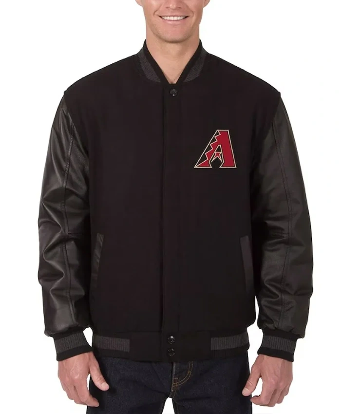 Arizona Diamondbacks Black Wool/Leather Varsity Jacket Arizona Diamondbacks Black Wool/Leather Varsity Jacket
