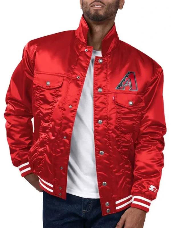 Arizona Diamondbacks Red Silver Tab Trucker Satin Jacket