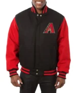 Arizona Diamondbacks Varsity Red and Black Wool Jacket