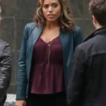 Arrow Season 4 Ciara Renée Blue Leather Jacketuncategor