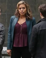 Arrow Season 4 Ciara Renée Blue Leather Jacketuncategor