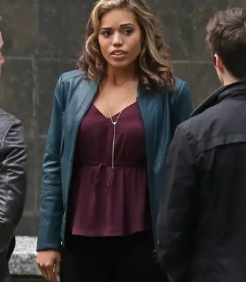 Arrow Season 4 Ciara Renée Blue Leather Jacketuncategor