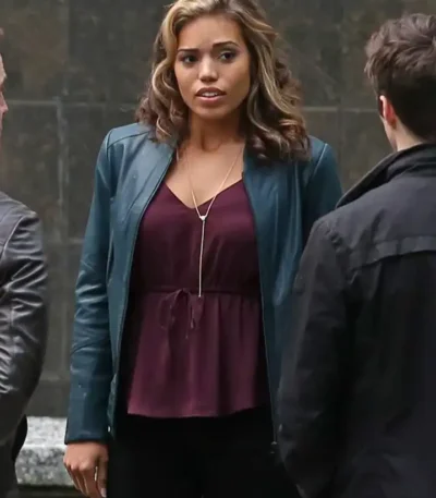 Arrow Season 4 Ciara Renée Blue Leather Jacketuncategor