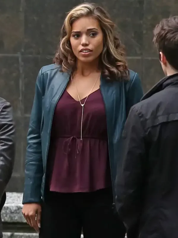 Arrow Season 4 Ciara Renée Blue Leather Jacketuncategor