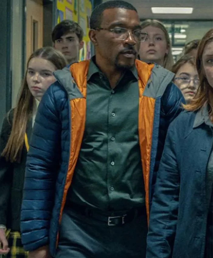 Ashley Walters Adolescence S01 Blue Puffer Jacket Ashley Walters Adolescence S01 Blue Puffer Jacket