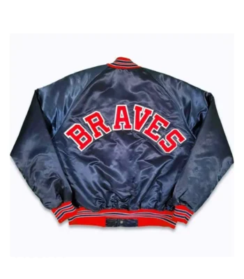 80’s Atlanta Braves Navy Bomber Satin Jacket