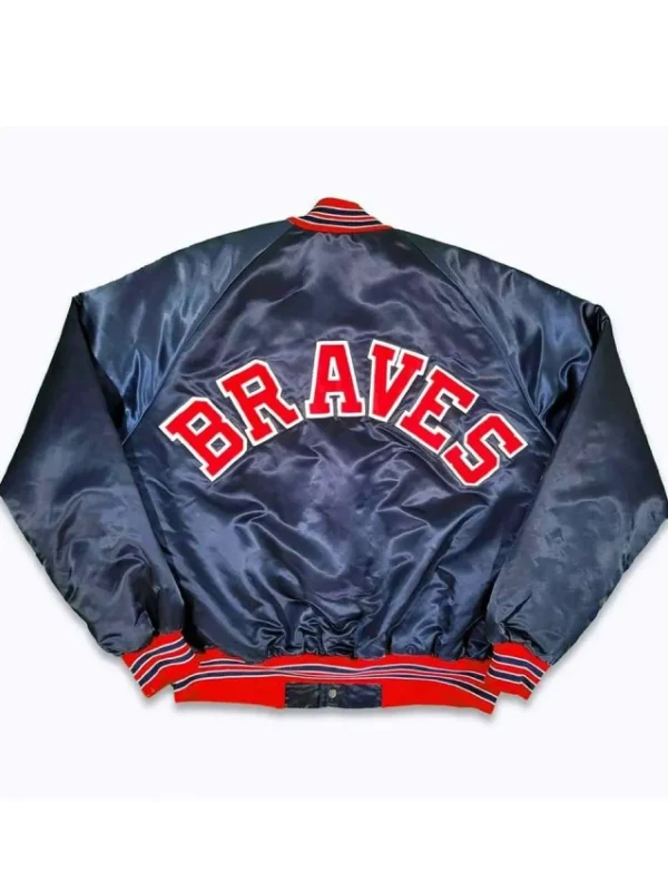 80’s Atlanta Braves Navy Bomber Satin Jacket