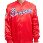 Atlanta Braves Big Logo Red Satin Jacket