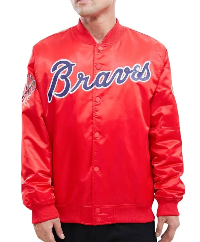 Atlanta Braves Big Logo Red Satin Jacket Atlanta Braves Big Logo Red Satin Jacket