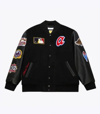 Atlanta Braves Black Out Vintage Logo Varsity Jacket