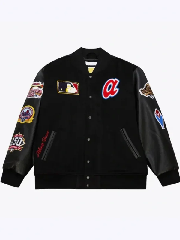 Atlanta Braves Black Out Vintage Logo Varsity Jacket