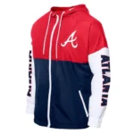 Atlanta Braves Color Block Navy/Red Hoodie Windbreaker