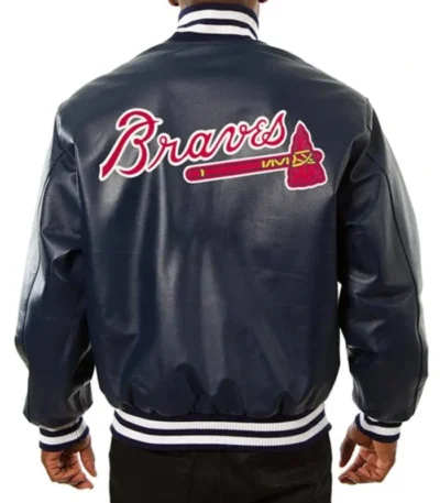 Atlanta Braves Navy Leather Varsity Jacket
