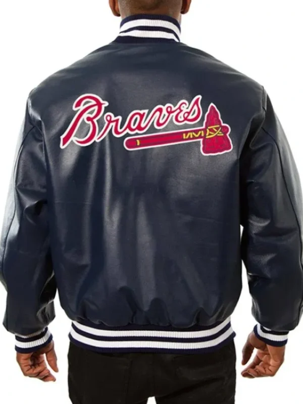 Atlanta Braves Navy Leather Varsity Jacket