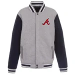 Atlanta Braves Varsity Gray and Navy Wool Jacket