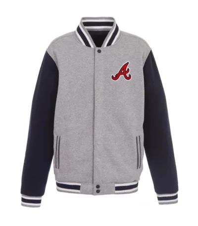 Atlanta Braves Varsity Gray and Navy Wool Jacket