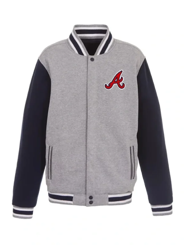 Atlanta Braves Varsity Gray and Navy Wool Jacket