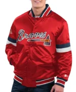 Atlanta Braves Home Game Red Satin Jacket