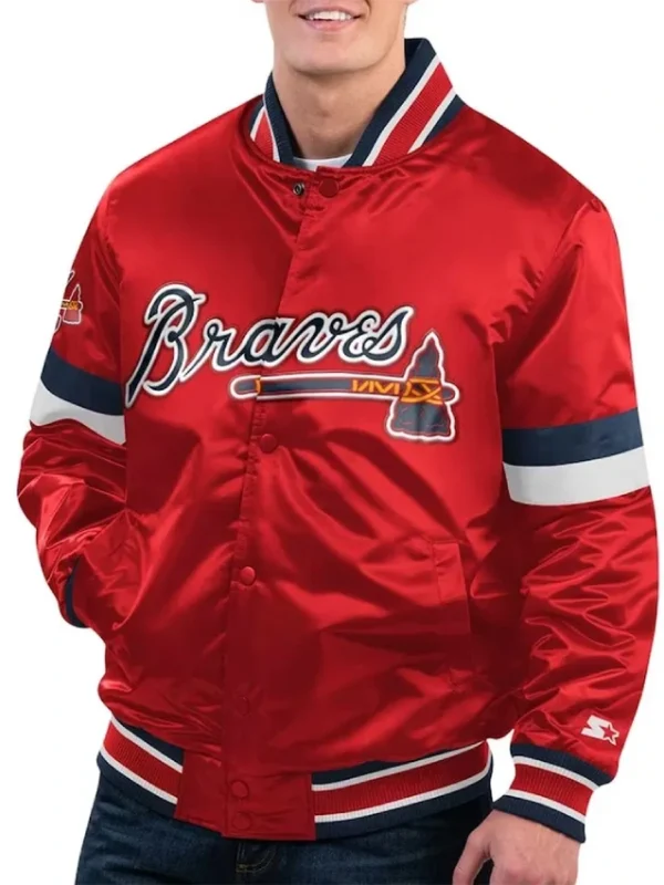 Atlanta Braves Home Game Red Satin Jacket