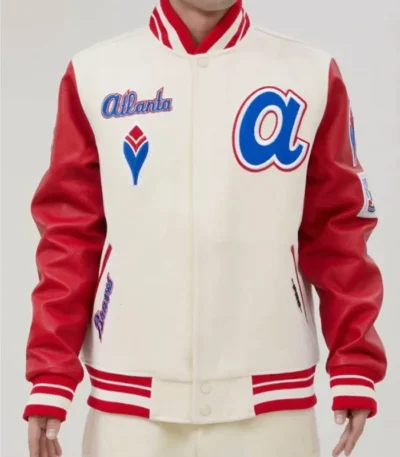Atlanta Braves Mash Up Off White Varsity Jacket