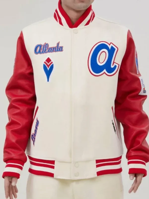 Atlanta Braves Mash Up Off White Varsity Jacket
