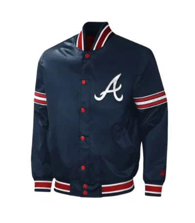 Atlanta Braves Midfield Varsity Navy Satin Jacket