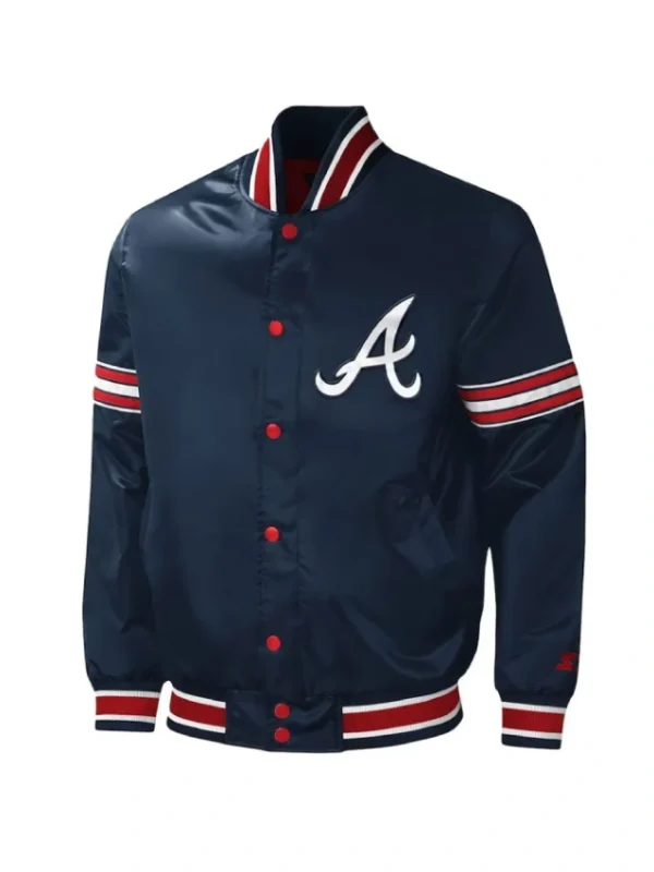 Atlanta Braves Midfield Varsity Navy Satin Jacket