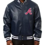 Atlanta Braves Navy Leather Varsity Jacket