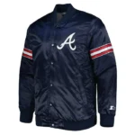 Atlanta Braves Navy Pick & Roll Varsity Satin Jacket