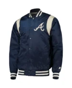 Atlanta Braves Navy and White Full-Snap Satin Jacket
