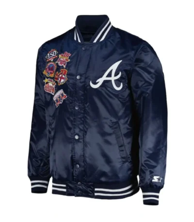 Atlanta Braves Patch Navy Satin Jacket