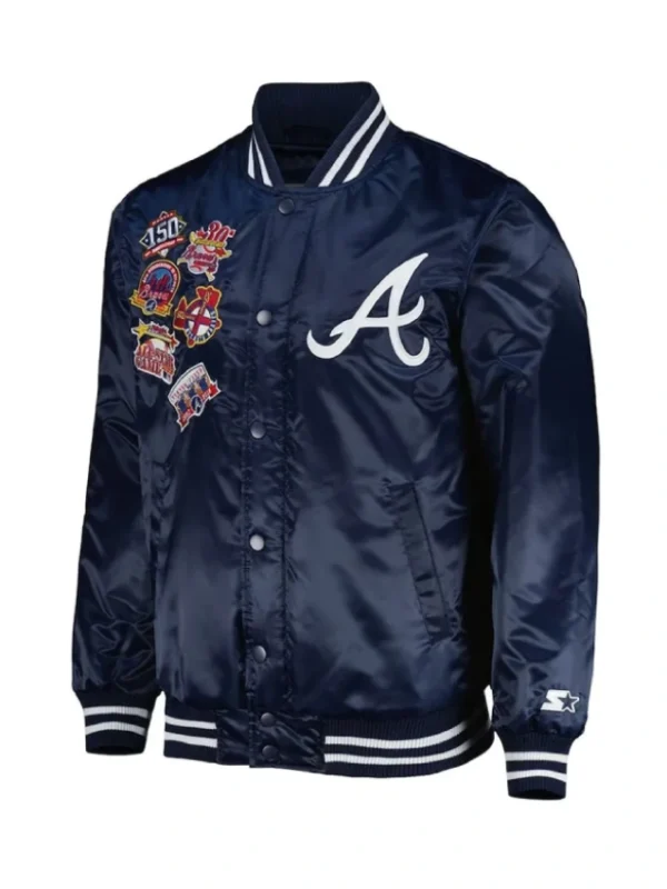 Atlanta Braves Patch Navy Satin Jacket