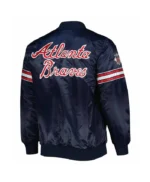 Atlanta Braves Navy Pick & Roll Varsity Satin Jacket