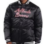 Atlanta Braves Puffer Black Satin Jacket