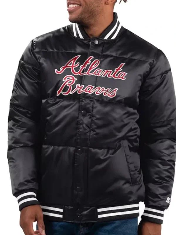 Atlanta Braves Puffer Black Satin Jacket