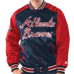Atlanta Braves Renegade Navy/Red Varsity Satin Jacket