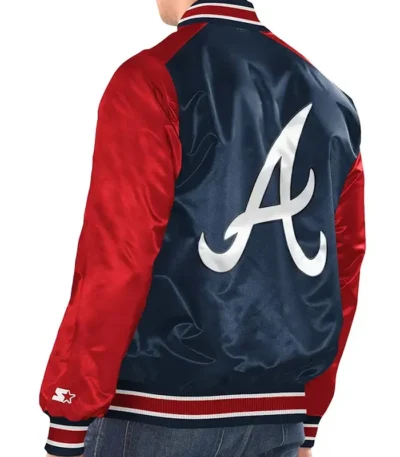 Atlanta Braves Renegade Navy/Red Varsity Satin Jacket
