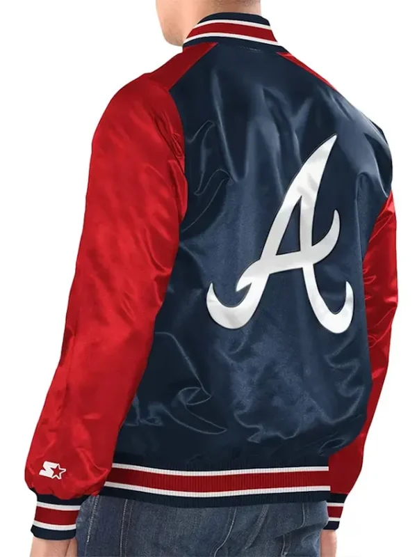 Atlanta Braves Renegade Navy/Red Varsity Satin Jacket