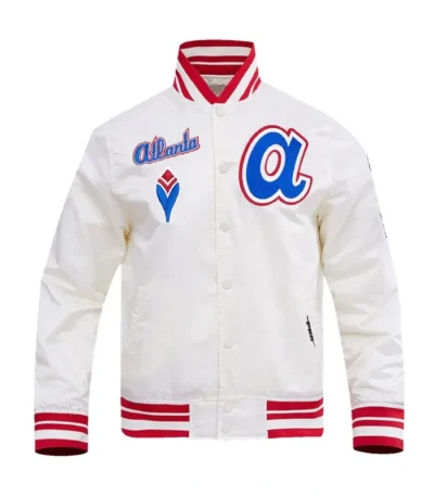 Atlanta Braves Retro Classic Rib White Satin Jacket