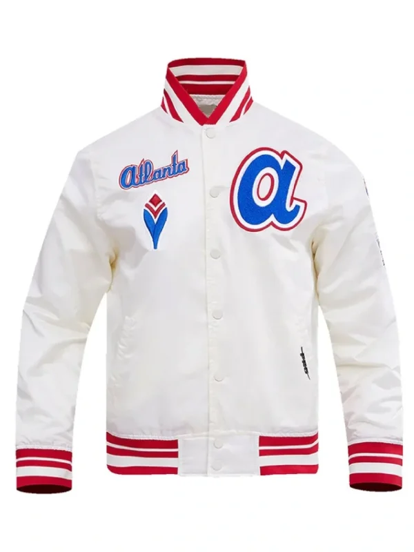 Atlanta Braves Retro Classic Rib White Satin Jacket