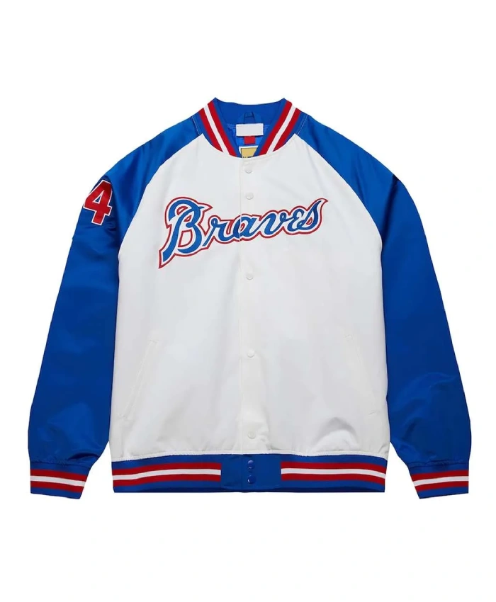 Atlanta Braves Royal and White Lightweight Satin Jacket Atlanta Braves Royal and White Lightweight Satin Jacket