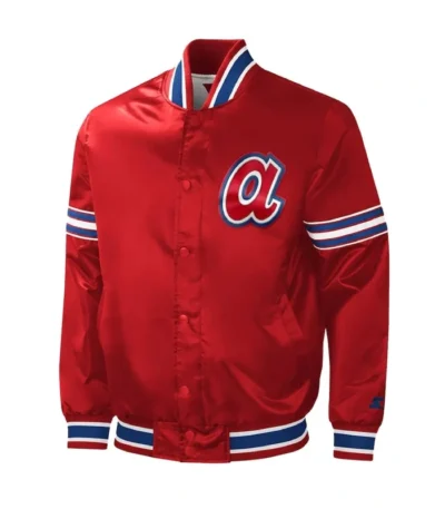 Atlanta Braves Slider Red Varsity Satin Jacket
