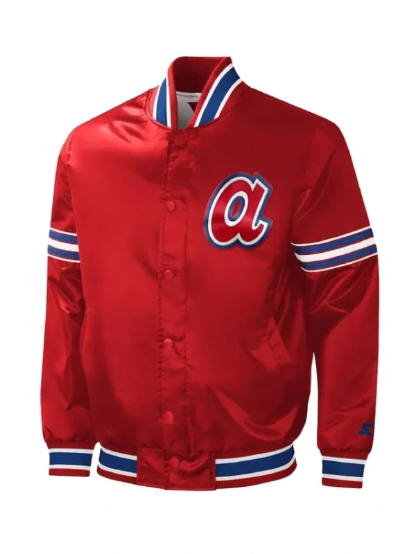 Atlanta Braves Slider Red Varsity Satin Jacket