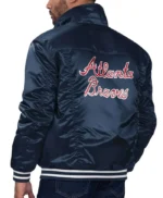 Atlanta Braves Navy Silver Tab Trucker Satin Jacket