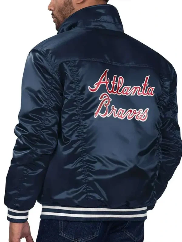 Atlanta Braves Navy Silver Tab Trucker Satin Jacket
