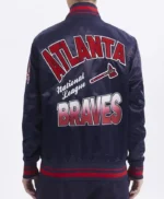 Atlanta Braves Turn It Up M Classic Rib Navy Satin Jacket