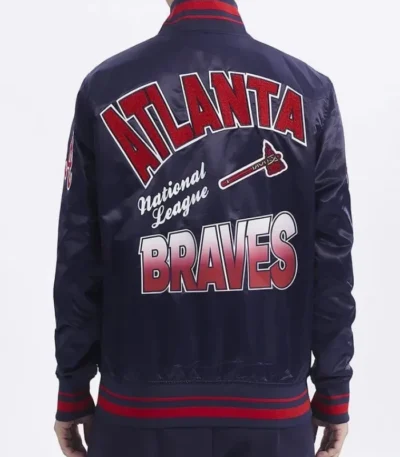 Atlanta Braves Turn It Up M Classic Rib Navy Satin Jacket