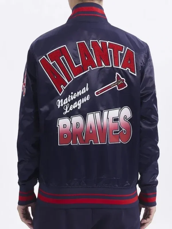 Atlanta Braves Turn It Up M Classic Rib Navy Satin Jacket