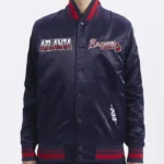Atlanta Braves Turn It Up M Classic Rib Navy Satin Jacket