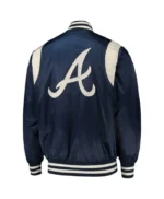 Atlanta Braves Navy and White Full-Snap Satin Jacket